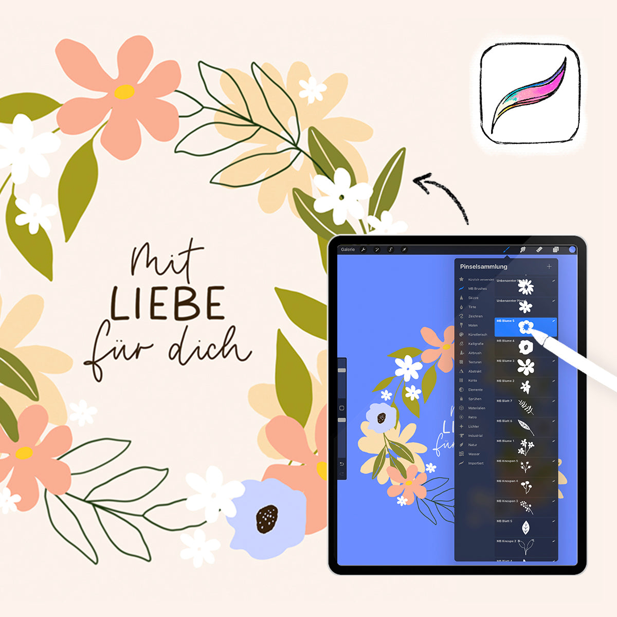 PROCREATE Floral Brushset