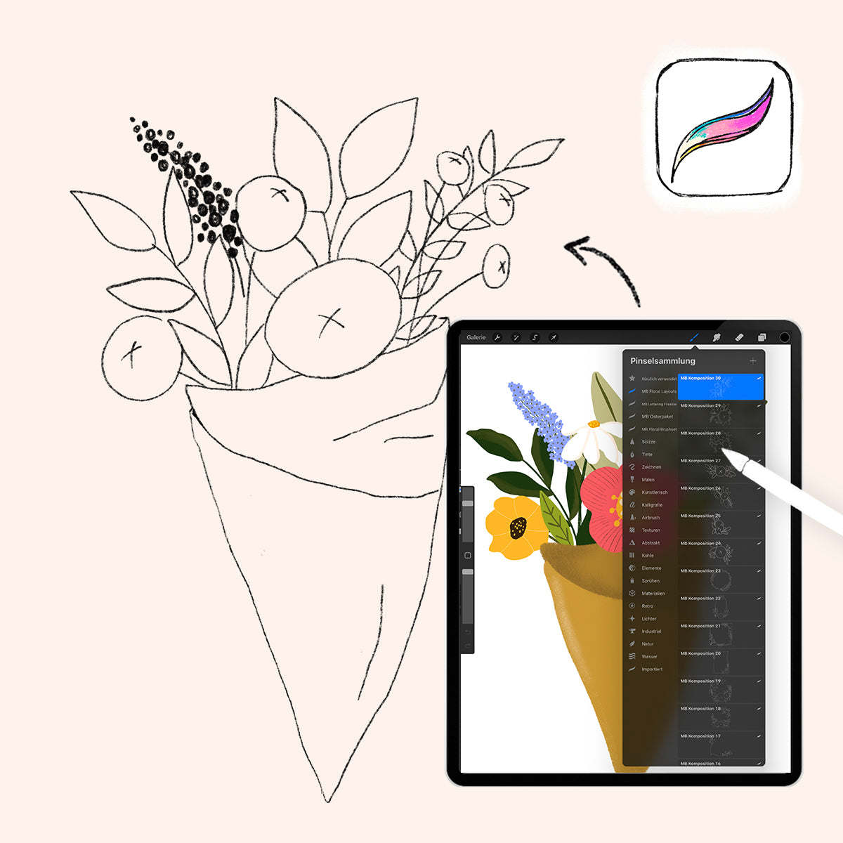 PROCREATE Floral Layouts