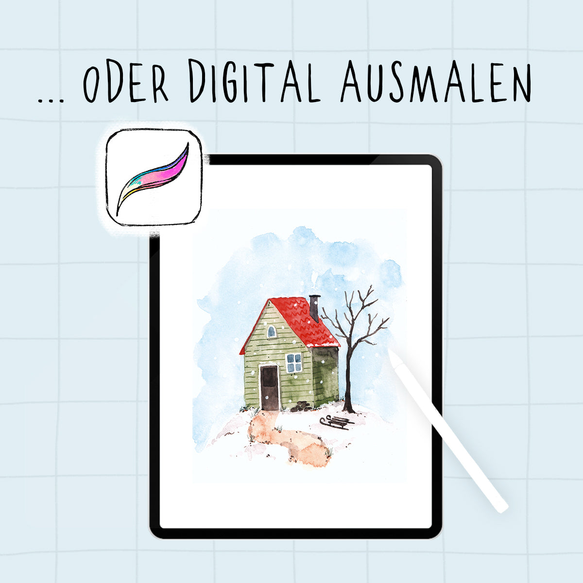WEIHNACHTSKARTEN Digitale Malvorlagen