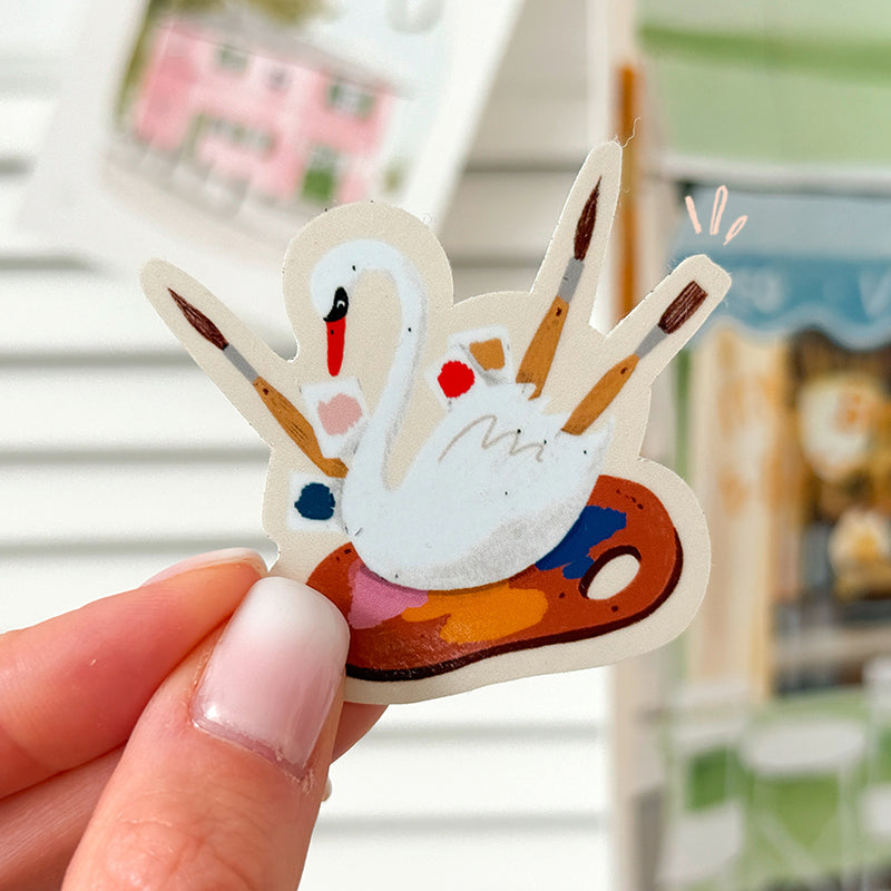 STICKER Bunter Schwan